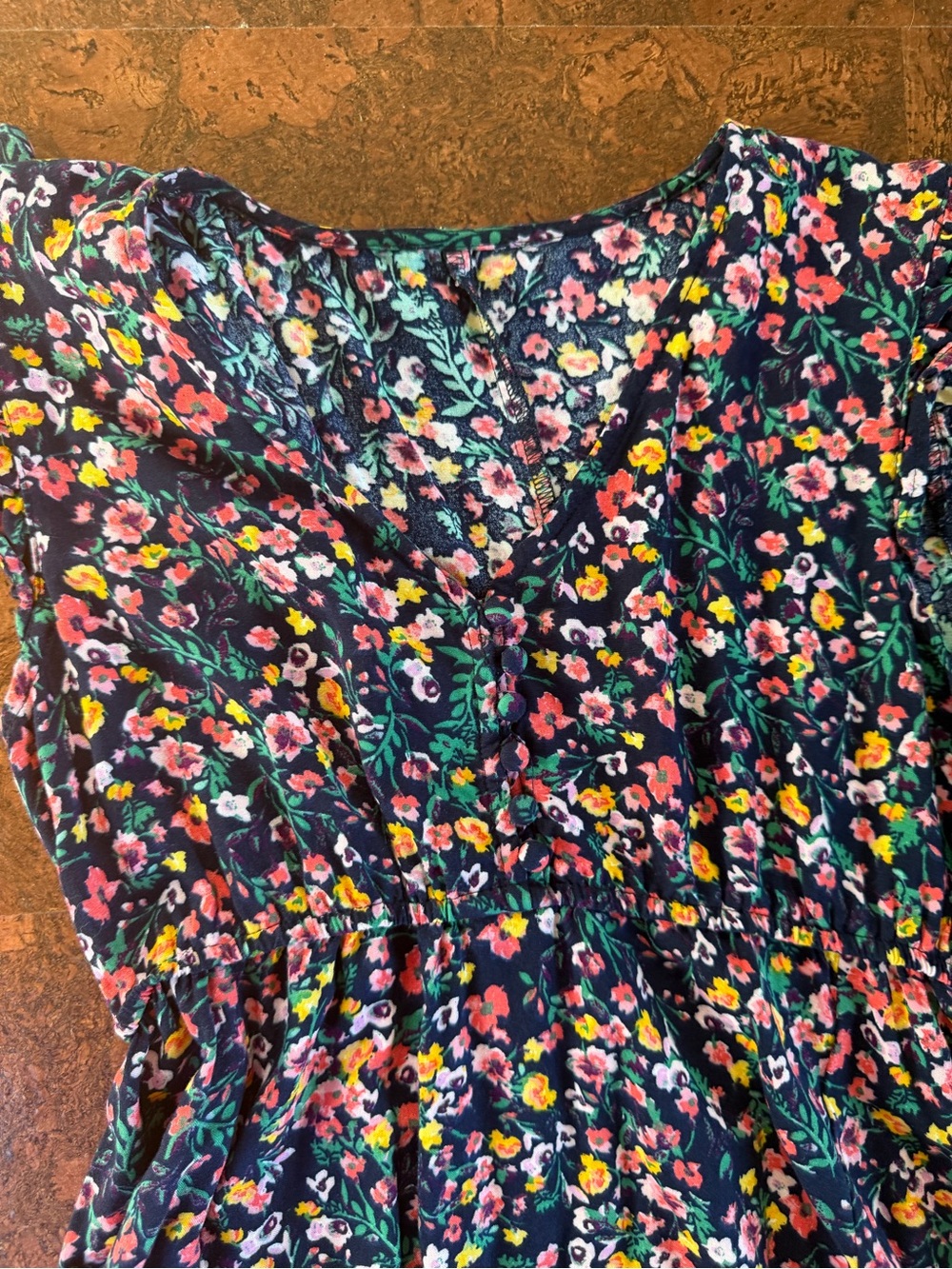 Floral V-Neck High-Low Maxi Dress - Black Floral - Picture 4 of 8